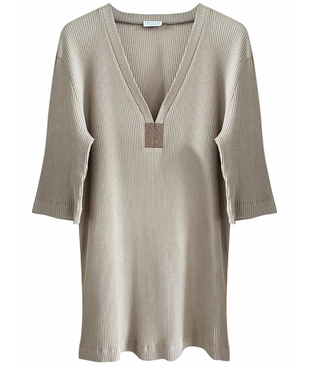 BRUNELLO CUCINELLI Коричневое хлопковое повседневное платье, фото 1