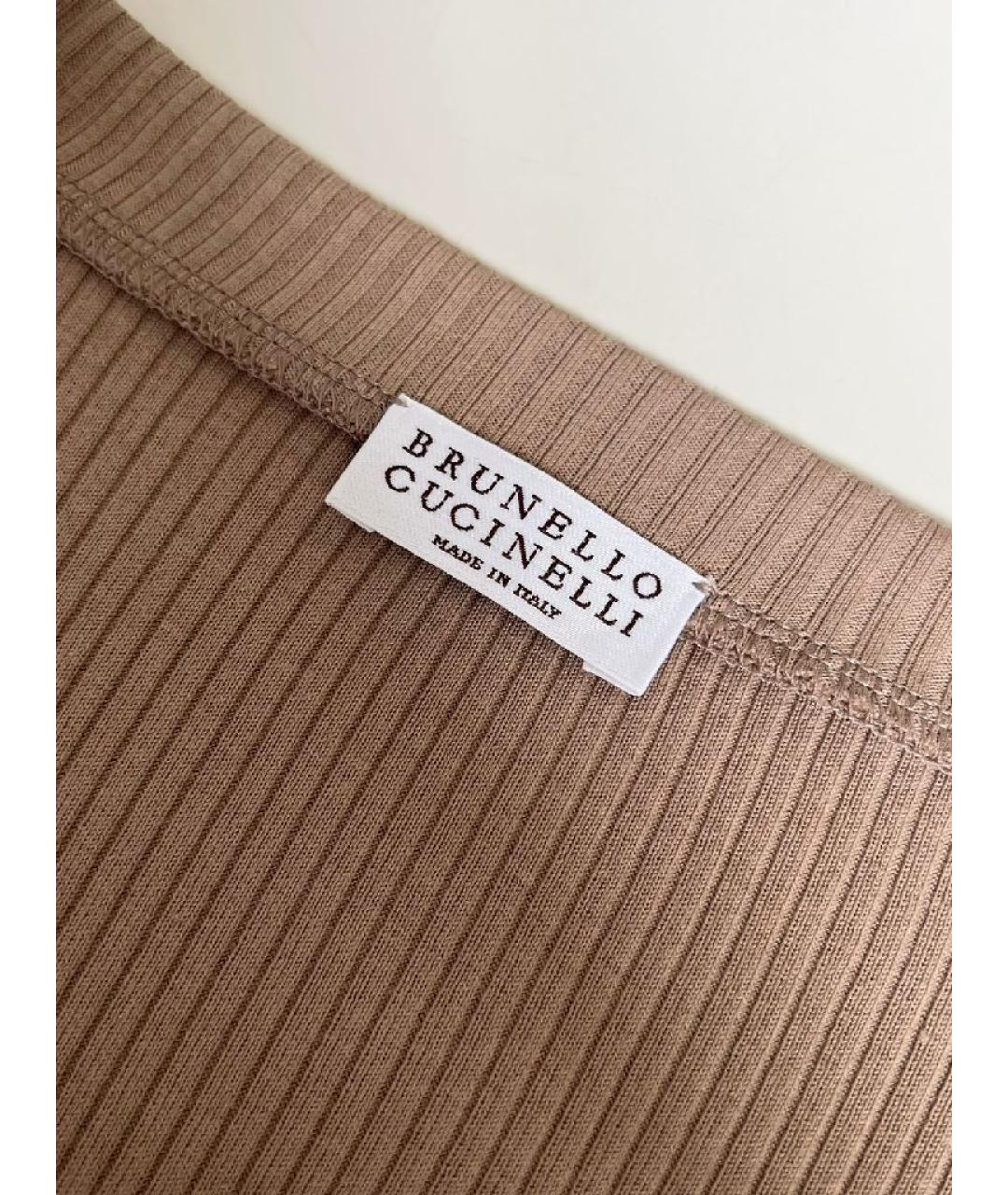 BRUNELLO CUCINELLI Коричневое хлопковое повседневное платье, фото 4