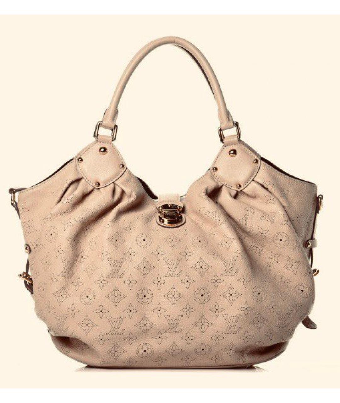 LOUIS VUITTON Бежевая кожаная сумка тоут, фото 8