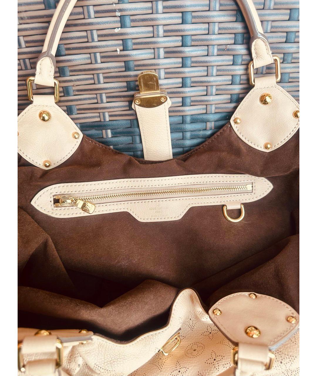 LOUIS VUITTON Бежевая кожаная сумка тоут, фото 5