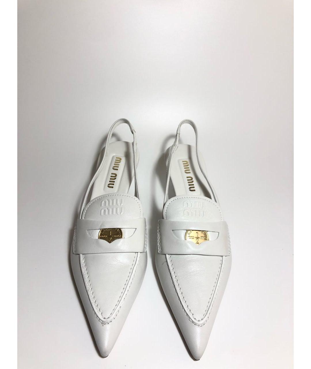 MIU MIU Белые кожаные туфли, фото 4