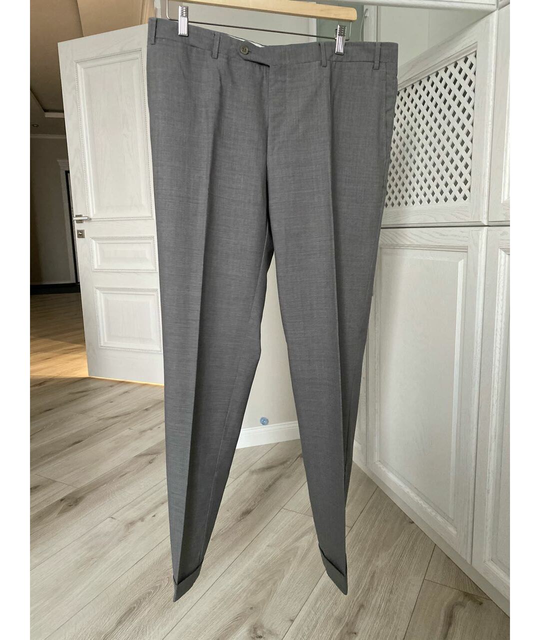 CANALI Серые шерстяные классические брюки, фото 5