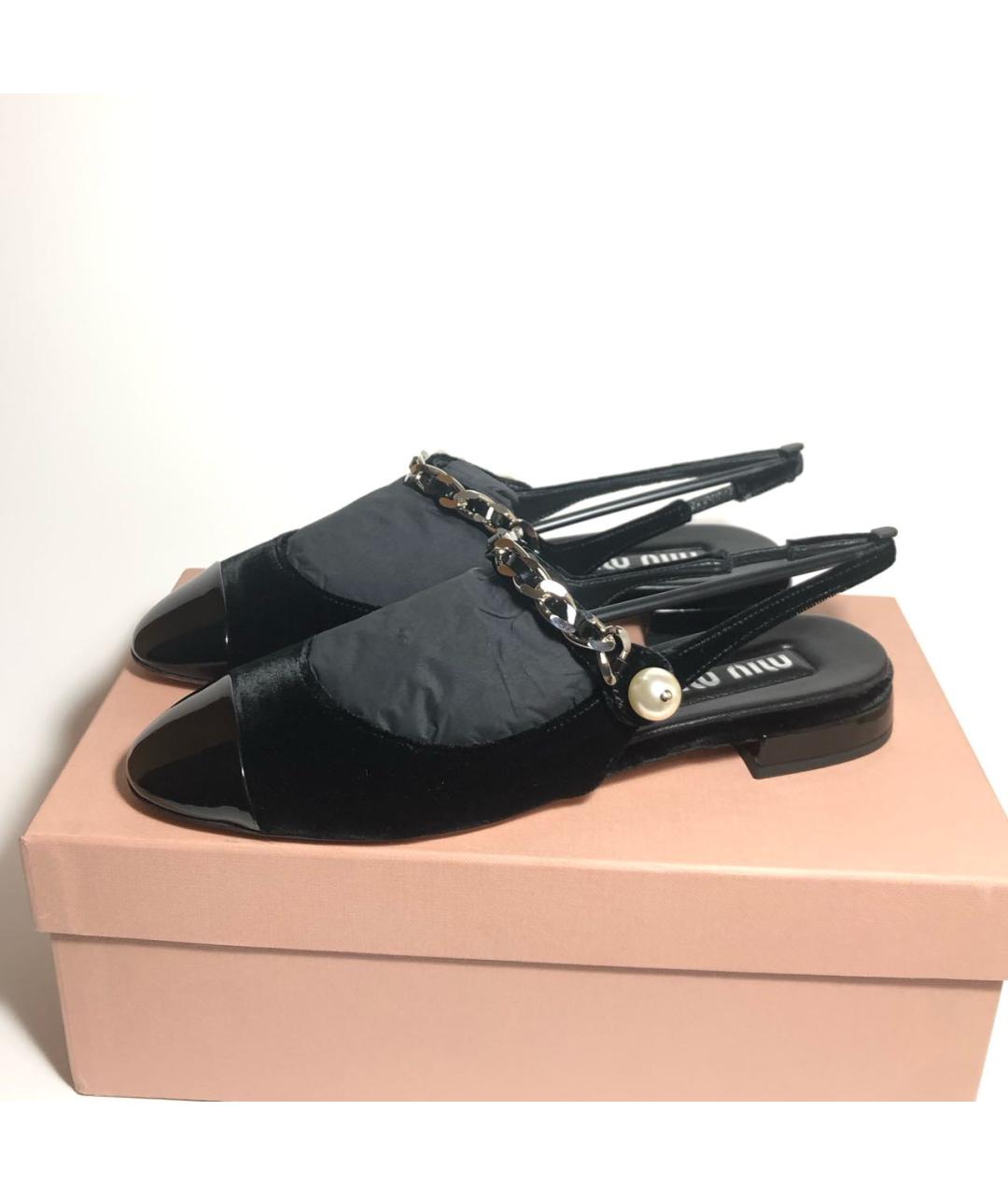 MIU MIU Черные мюли из лакированной кожи, фото 6