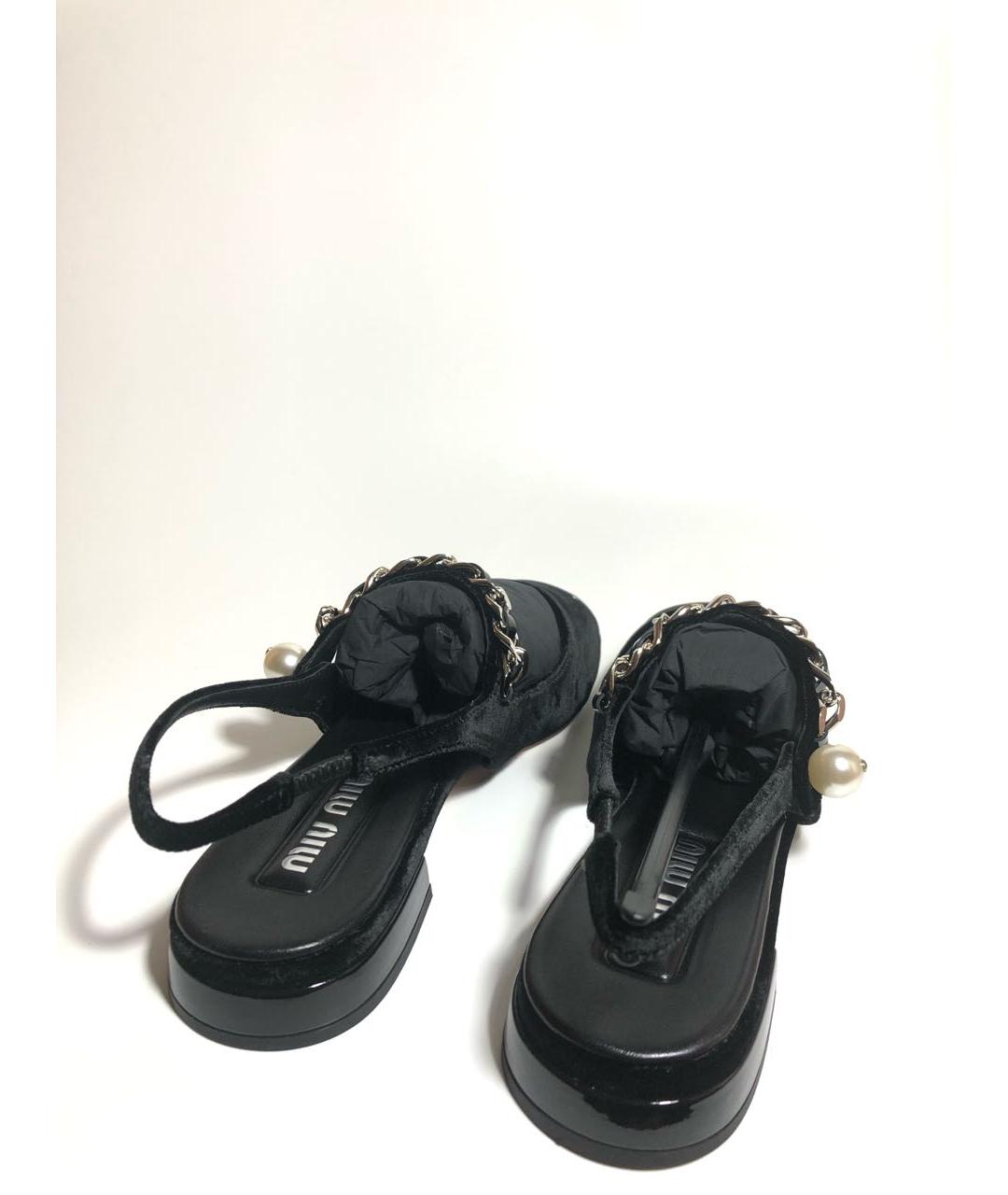 MIU MIU Черные мюли из лакированной кожи, фото 3