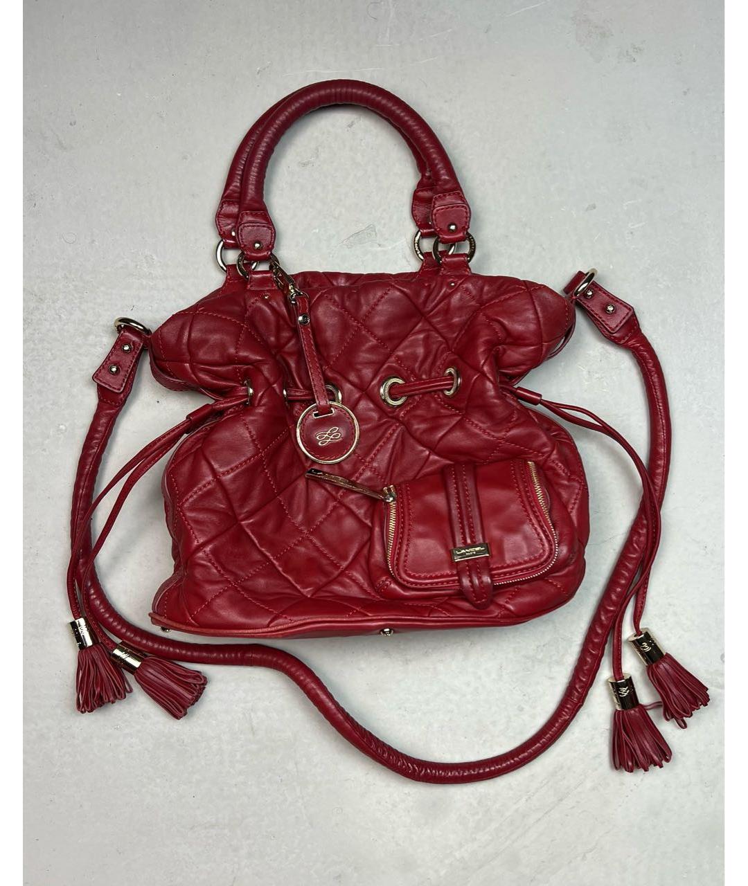LANCEL Бордовая кожаная сумка через плечо, фото 5
