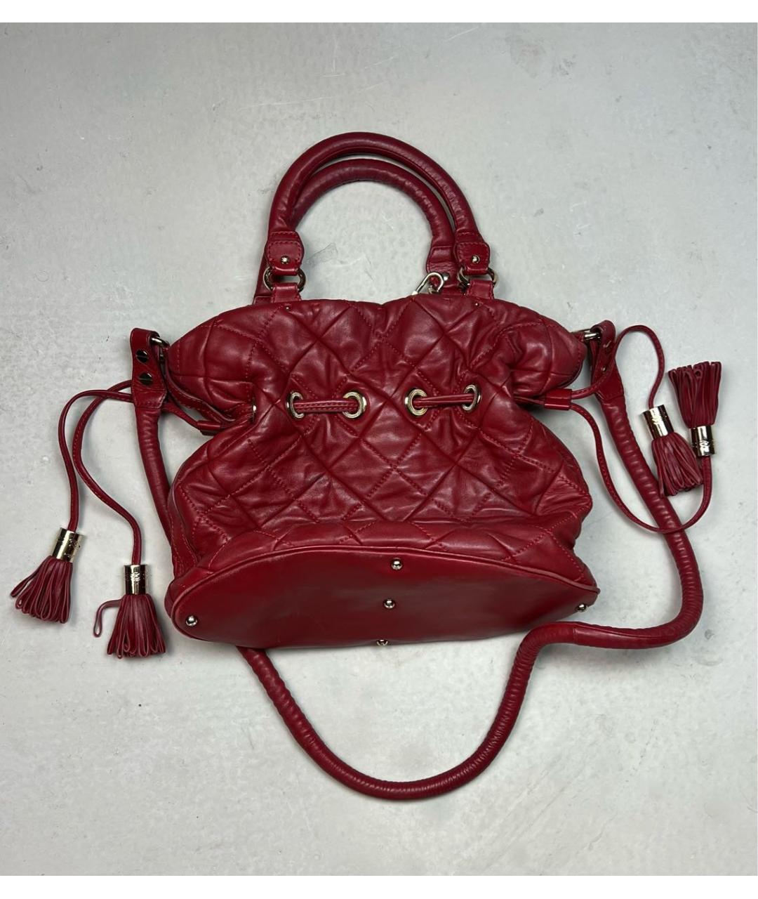 LANCEL Бордовая кожаная сумка через плечо, фото 2