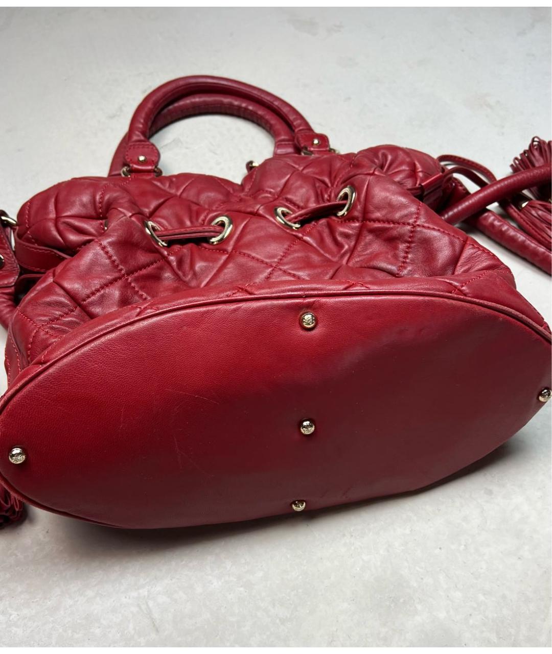 LANCEL Бордовая кожаная сумка через плечо, фото 4