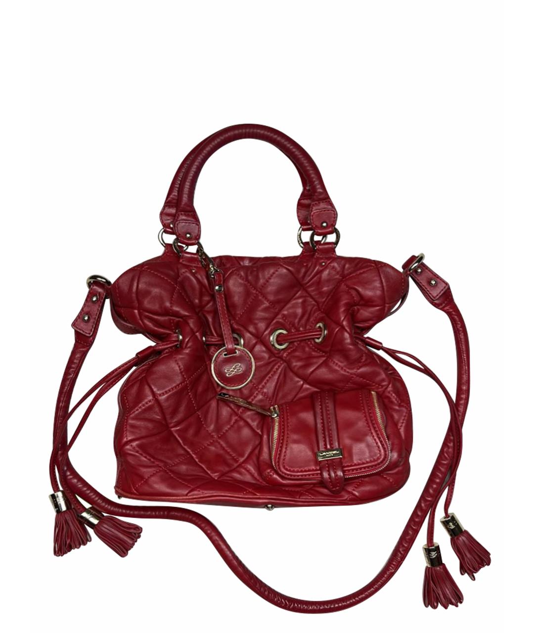 LANCEL Бордовая кожаная сумка через плечо, фото 1