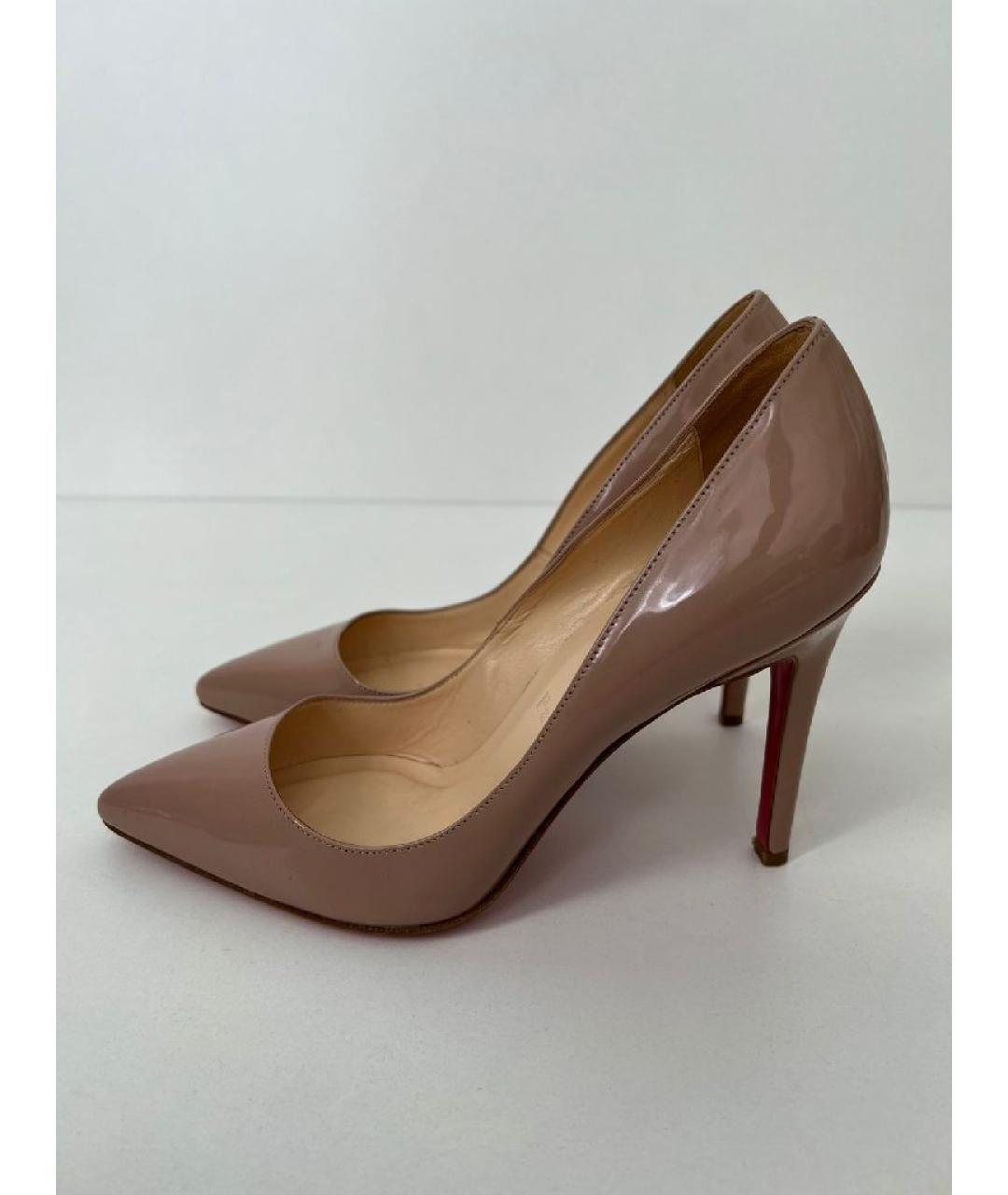 CHRISTIAN LOUBOUTIN Бежевые туфли из лакированной кожи, фото 9