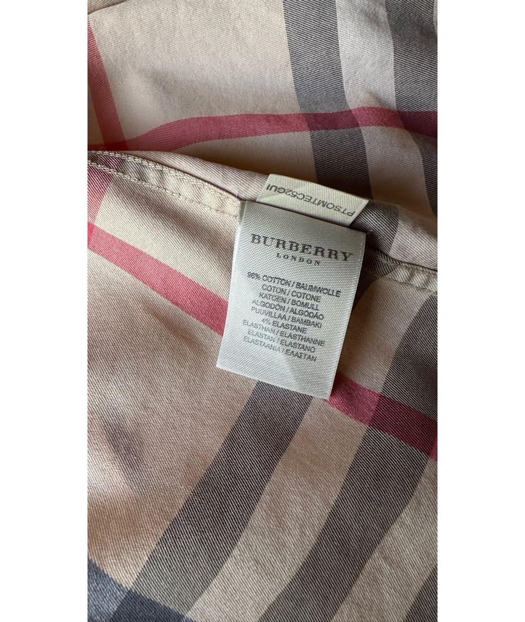 BURBERRY Бежевая хлопковая рубашка, фото 5