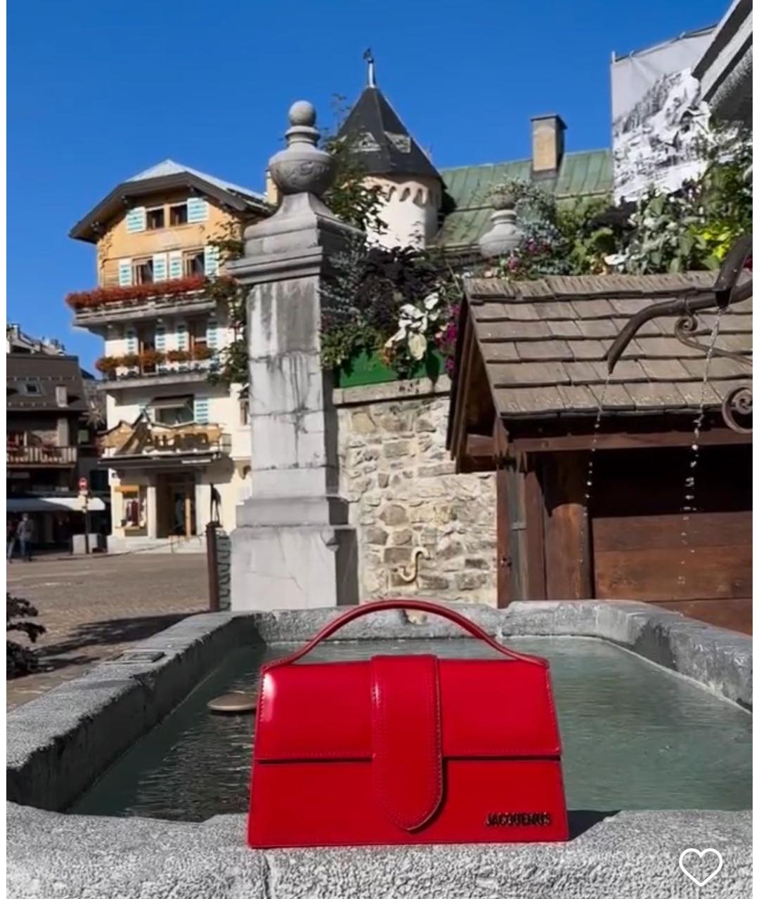 JACQUEMUS Красная кожаная сумка с короткими ручками, фото 5