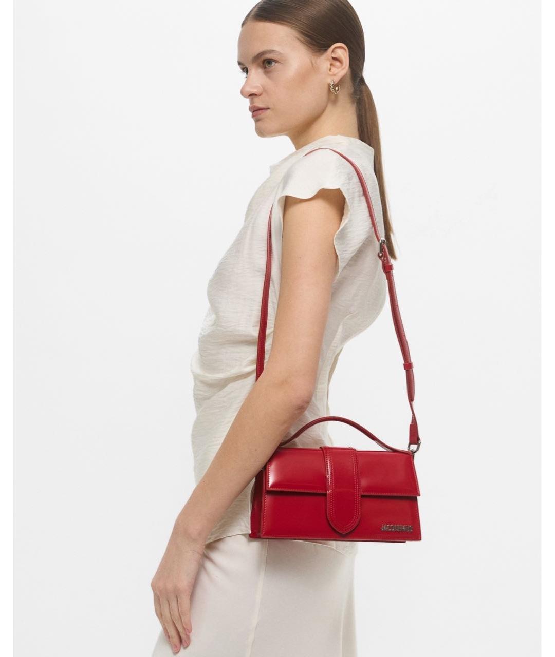 JACQUEMUS Красная кожаная сумка с короткими ручками, фото 3