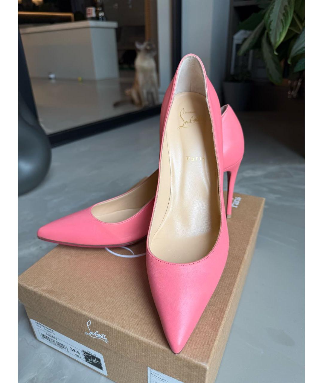 CHRISTIAN LOUBOUTIN Коралловые кожаные туфли, фото 4