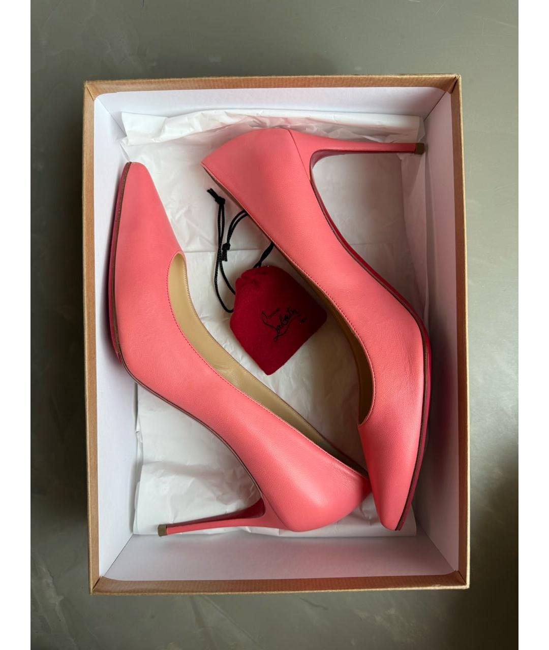 CHRISTIAN LOUBOUTIN Коралловые кожаные туфли, фото 8