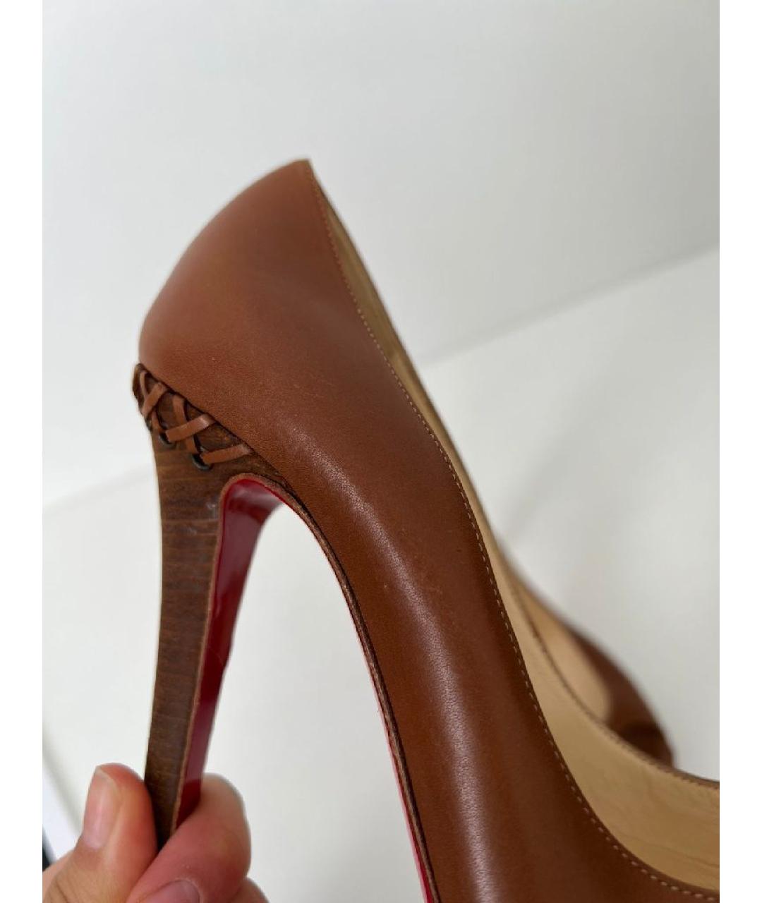 CHRISTIAN LOUBOUTIN Коричневые кожаные туфли, фото 8