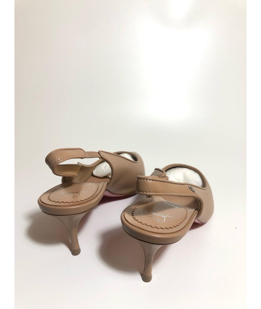 CHRISTIAN LOUBOUTIN Бежевые кожаные туфли, фото 5