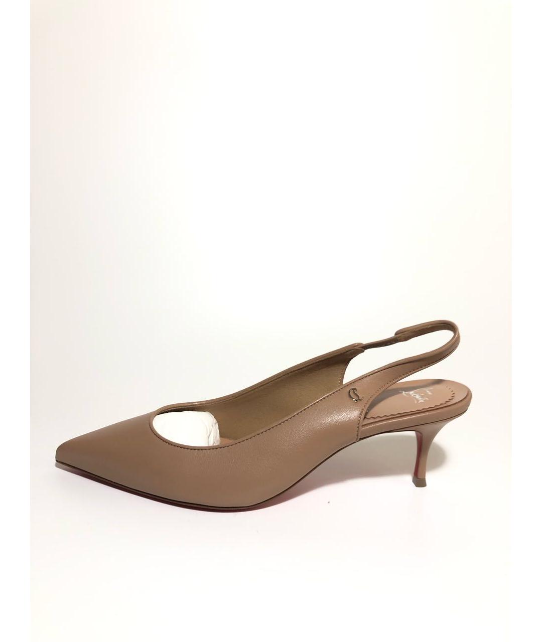 CHRISTIAN LOUBOUTIN Бежевые кожаные туфли, фото 8