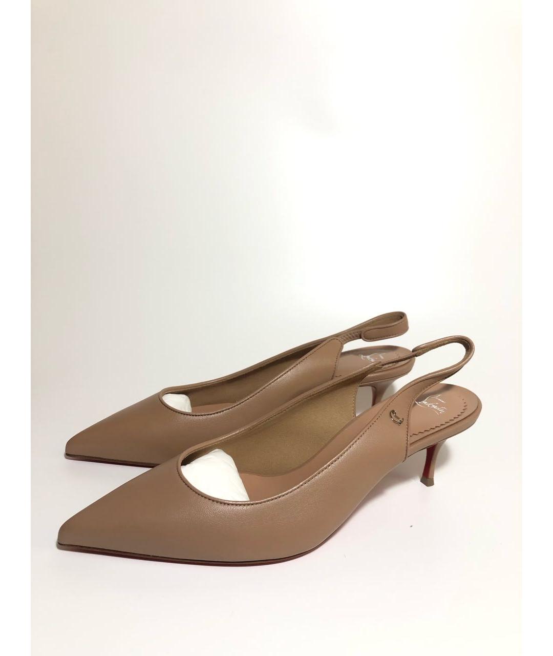 CHRISTIAN LOUBOUTIN Бежевые кожаные туфли, фото 2