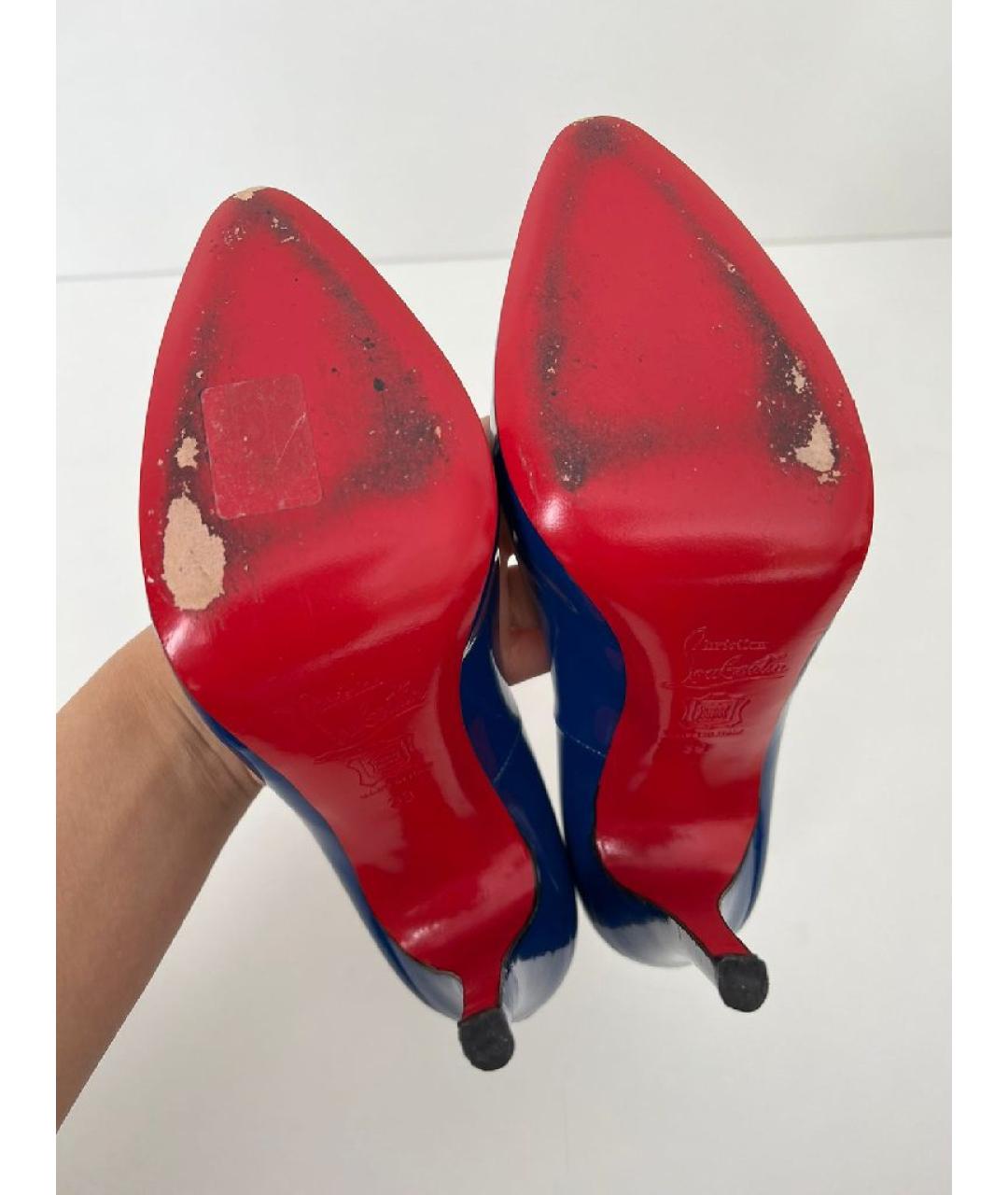 CHRISTIAN LOUBOUTIN Синие кожаные туфли, фото 7
