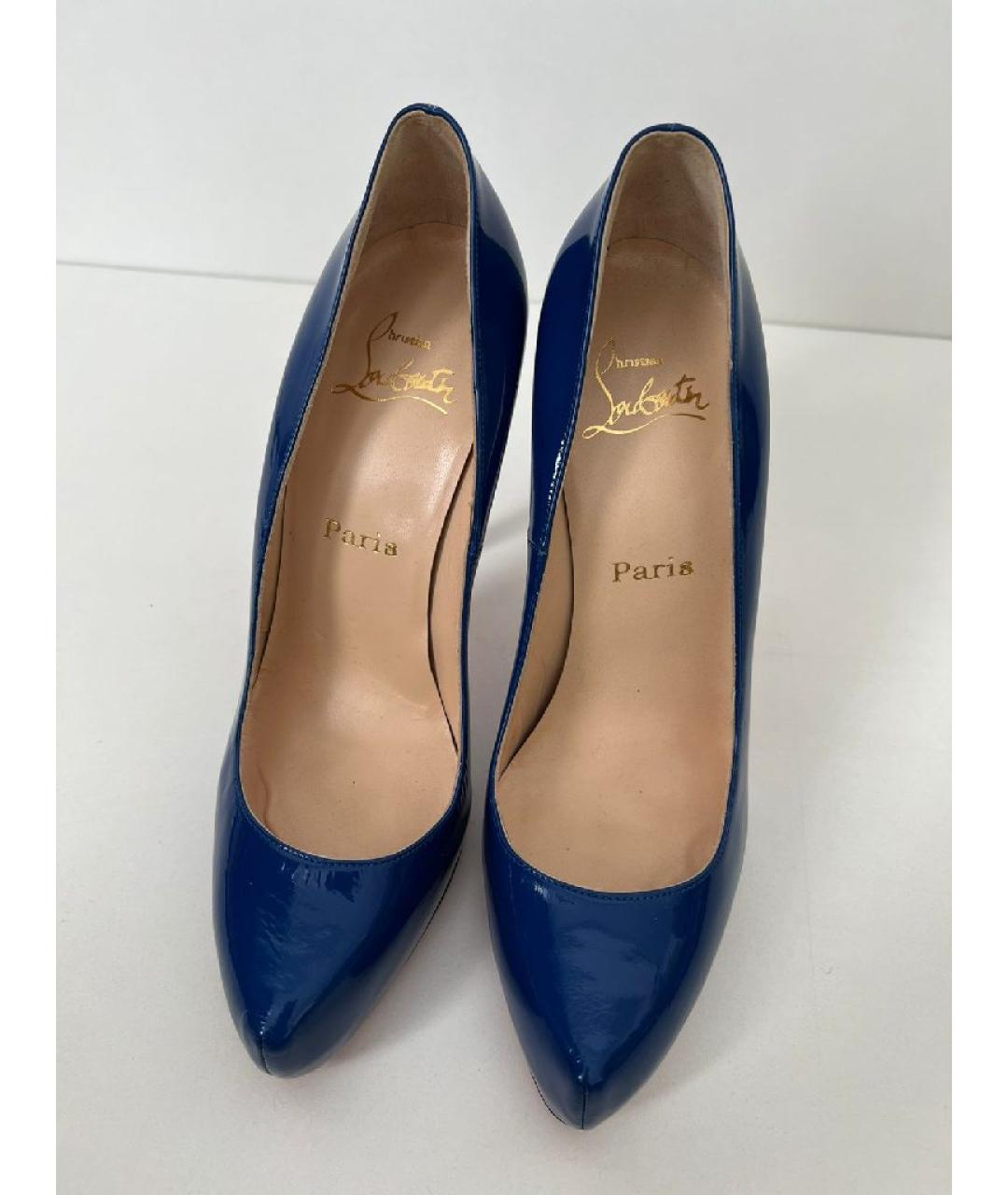 CHRISTIAN LOUBOUTIN Синие кожаные туфли, фото 3