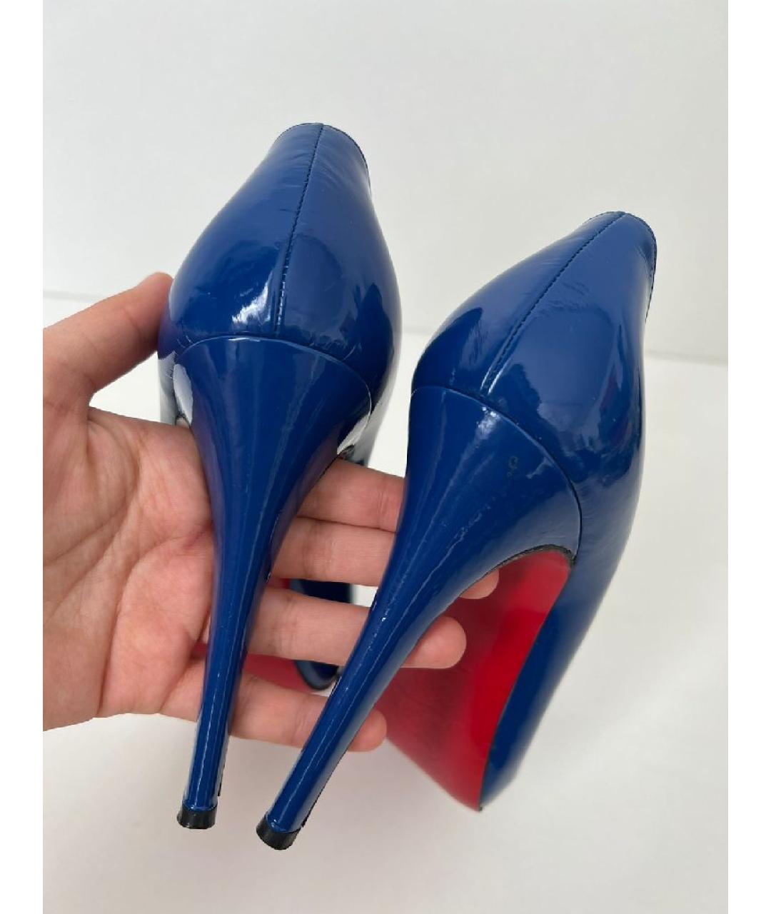 CHRISTIAN LOUBOUTIN Синие кожаные туфли, фото 4