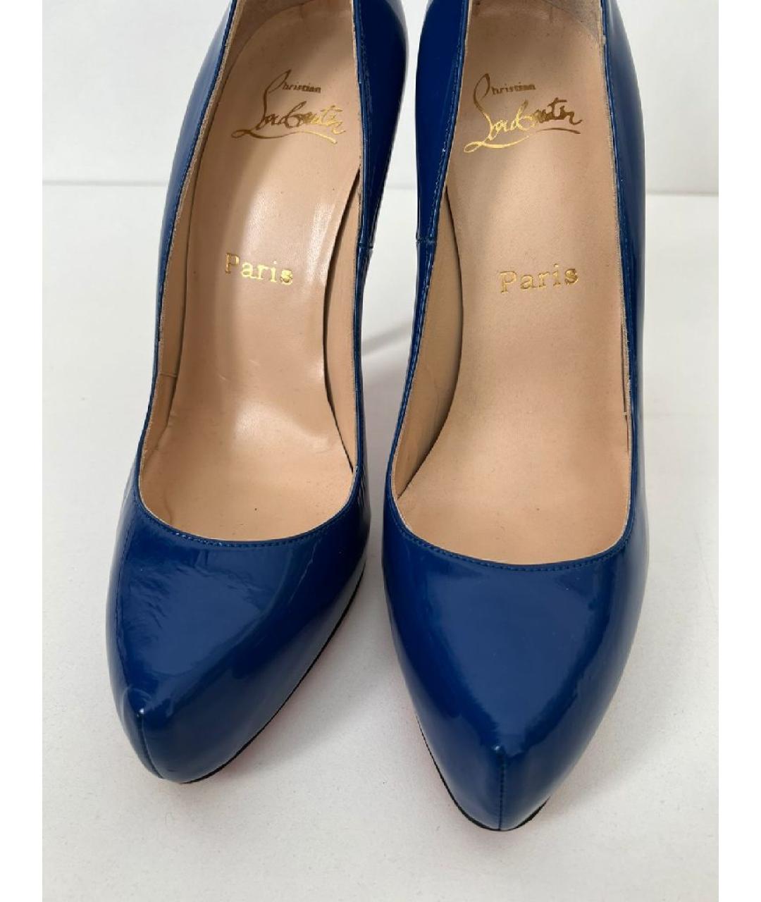 CHRISTIAN LOUBOUTIN Синие кожаные туфли, фото 2