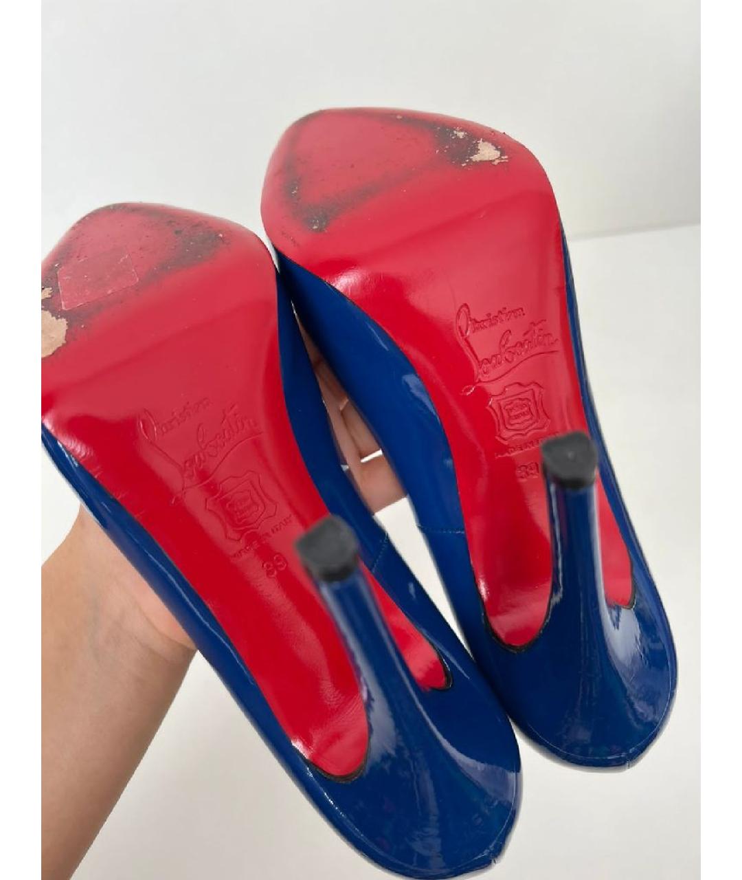 CHRISTIAN LOUBOUTIN Синие кожаные туфли, фото 5
