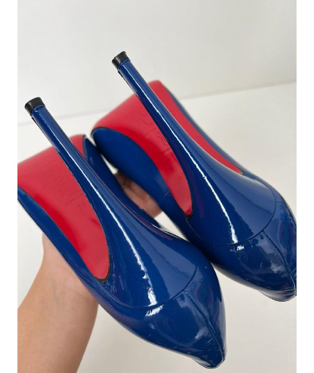 CHRISTIAN LOUBOUTIN Синие кожаные туфли, фото 6