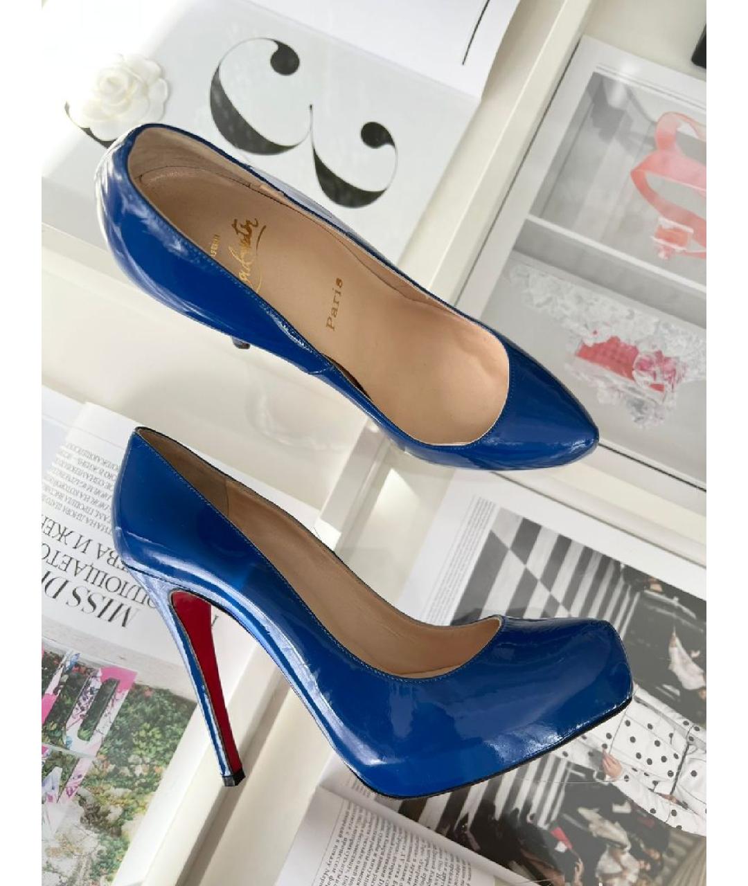 CHRISTIAN LOUBOUTIN Синие кожаные туфли, фото 9
