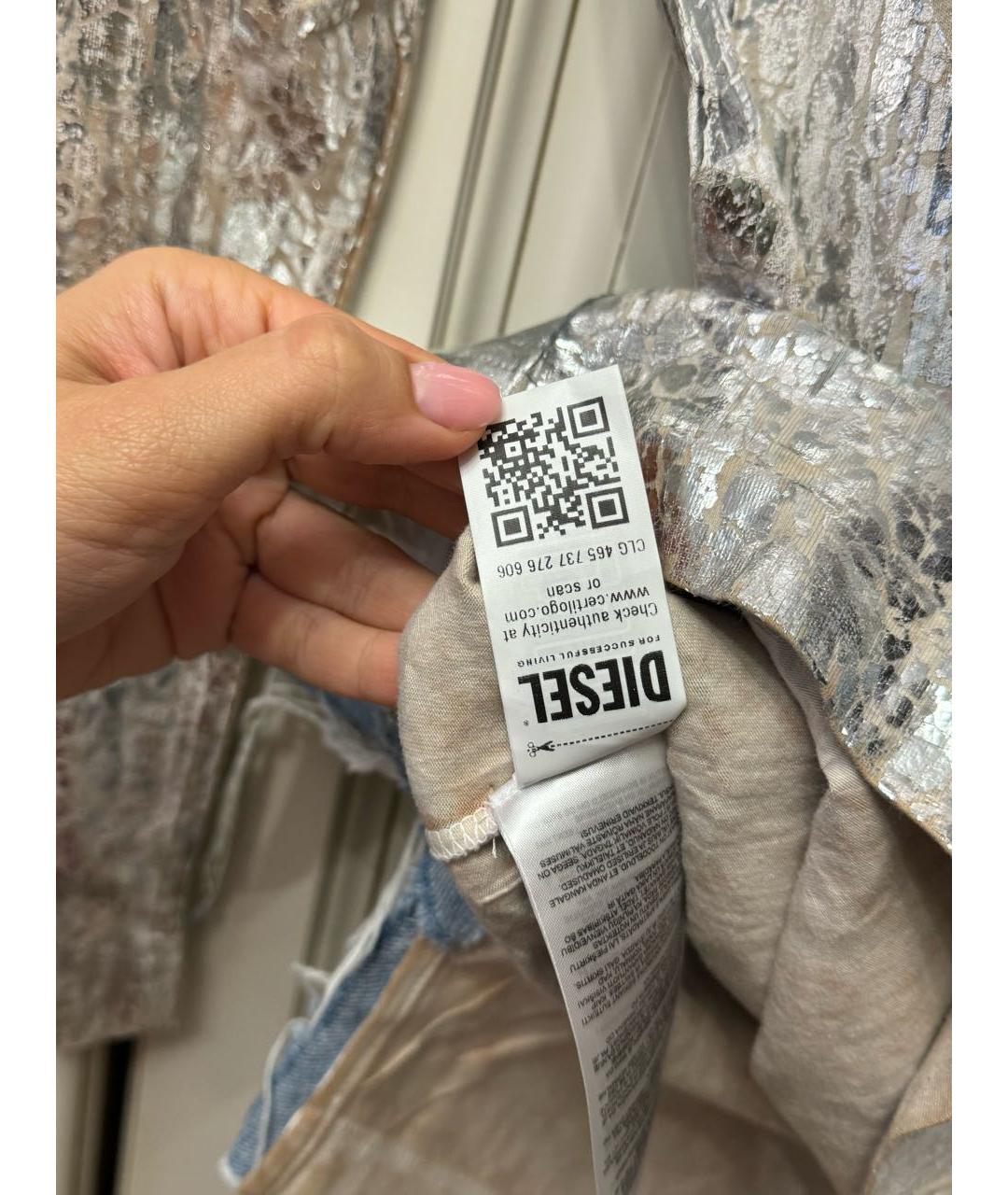 DIESEL Серебряное хлопковое вечернее платье, фото 8