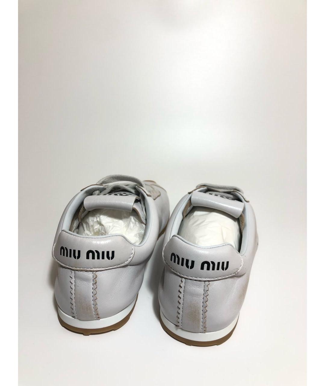 MIU MIU Белые кожаные кроссовки, фото 5