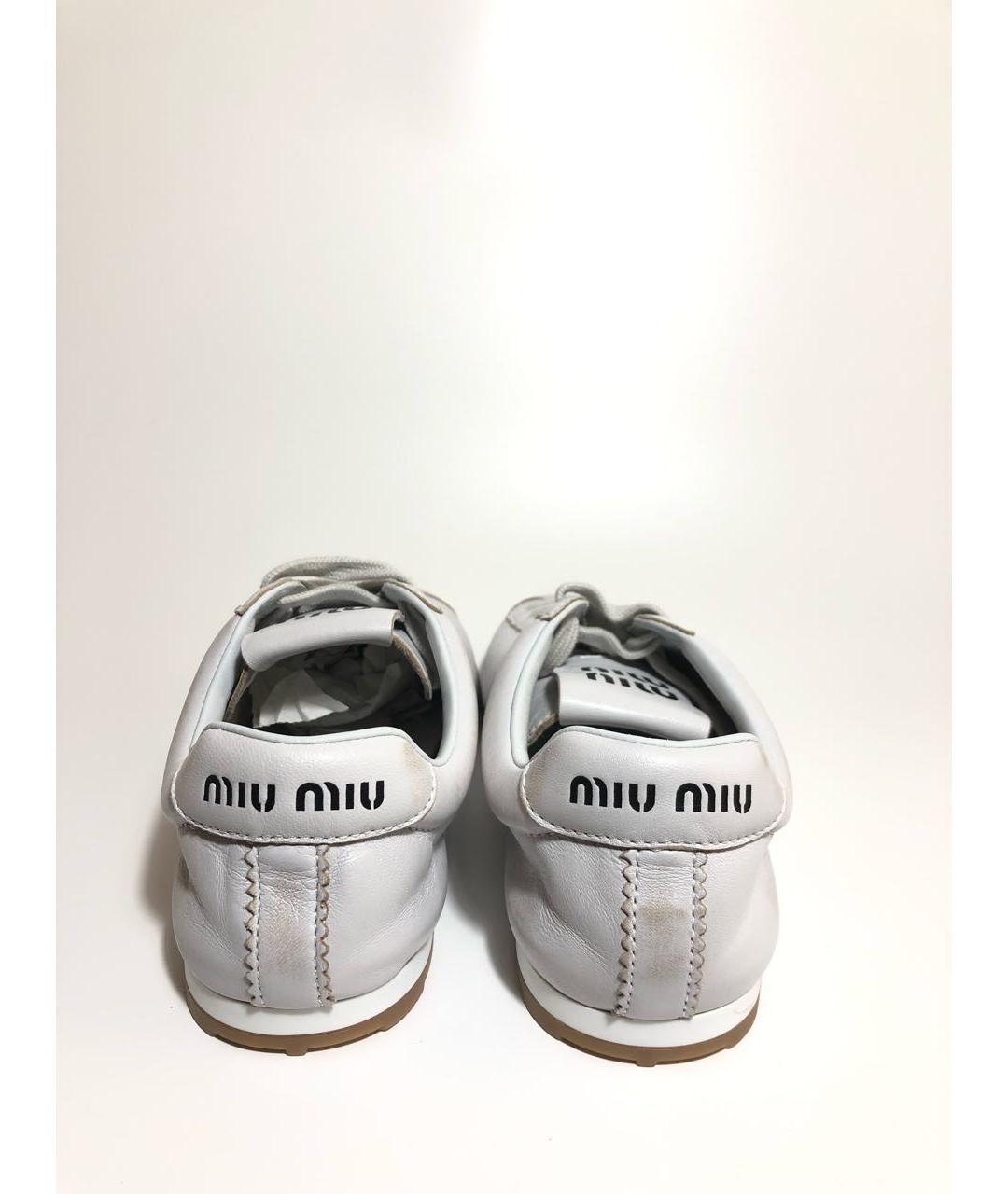 MIU MIU Белые кожаные кроссовки, фото 4