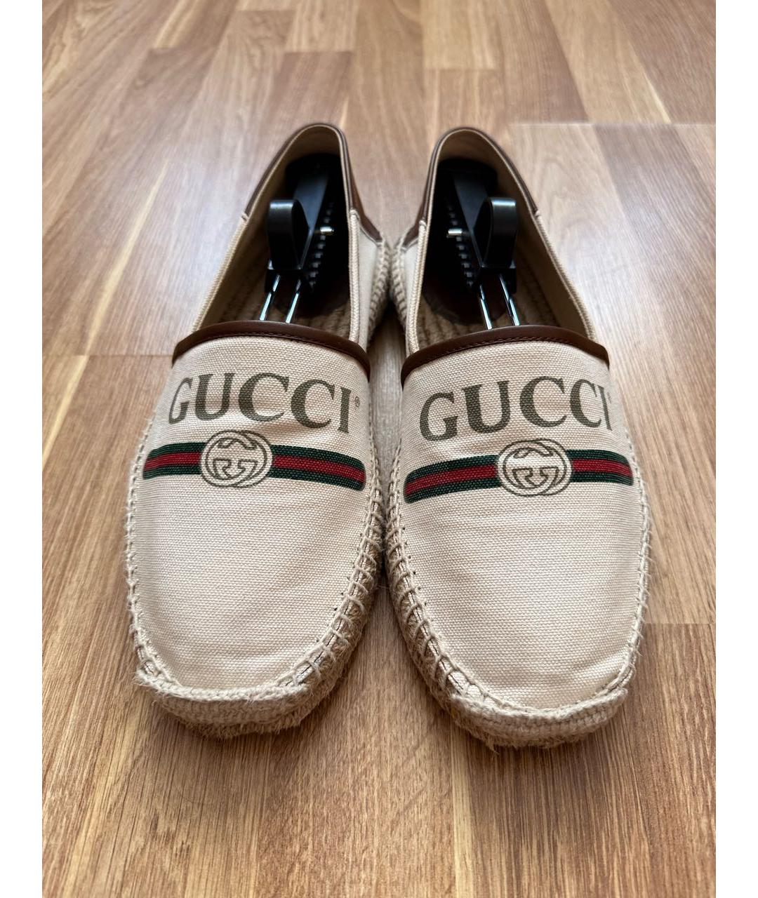 GUCCI Бежевые текстильные эспадрильи, фото 4