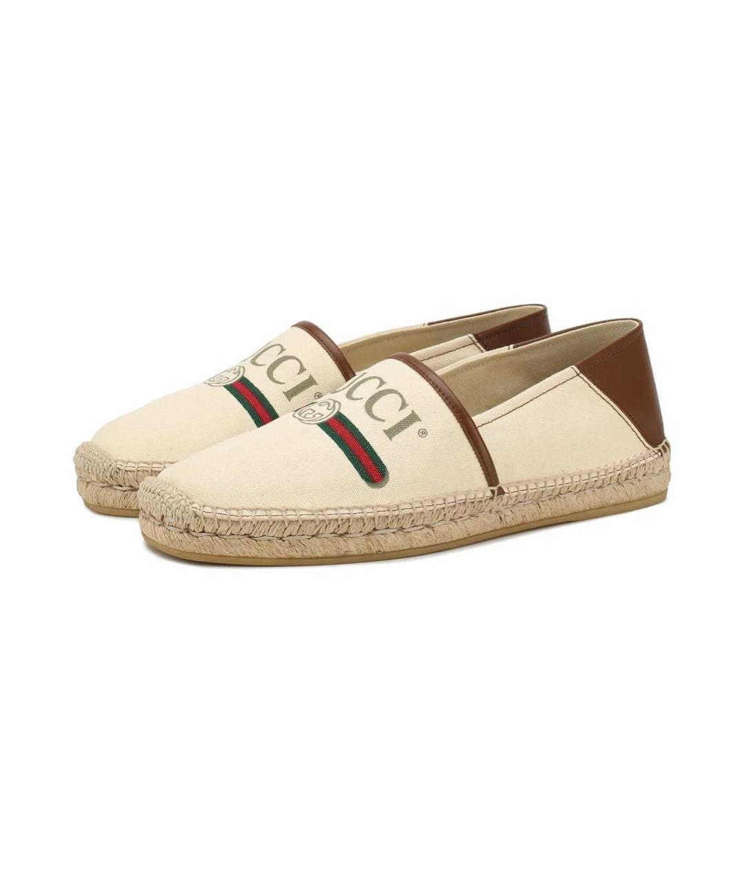GUCCI Бежевые текстильные эспадрильи, фото 9