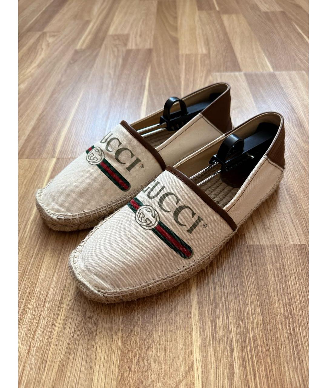 GUCCI Бежевые текстильные эспадрильи, фото 3