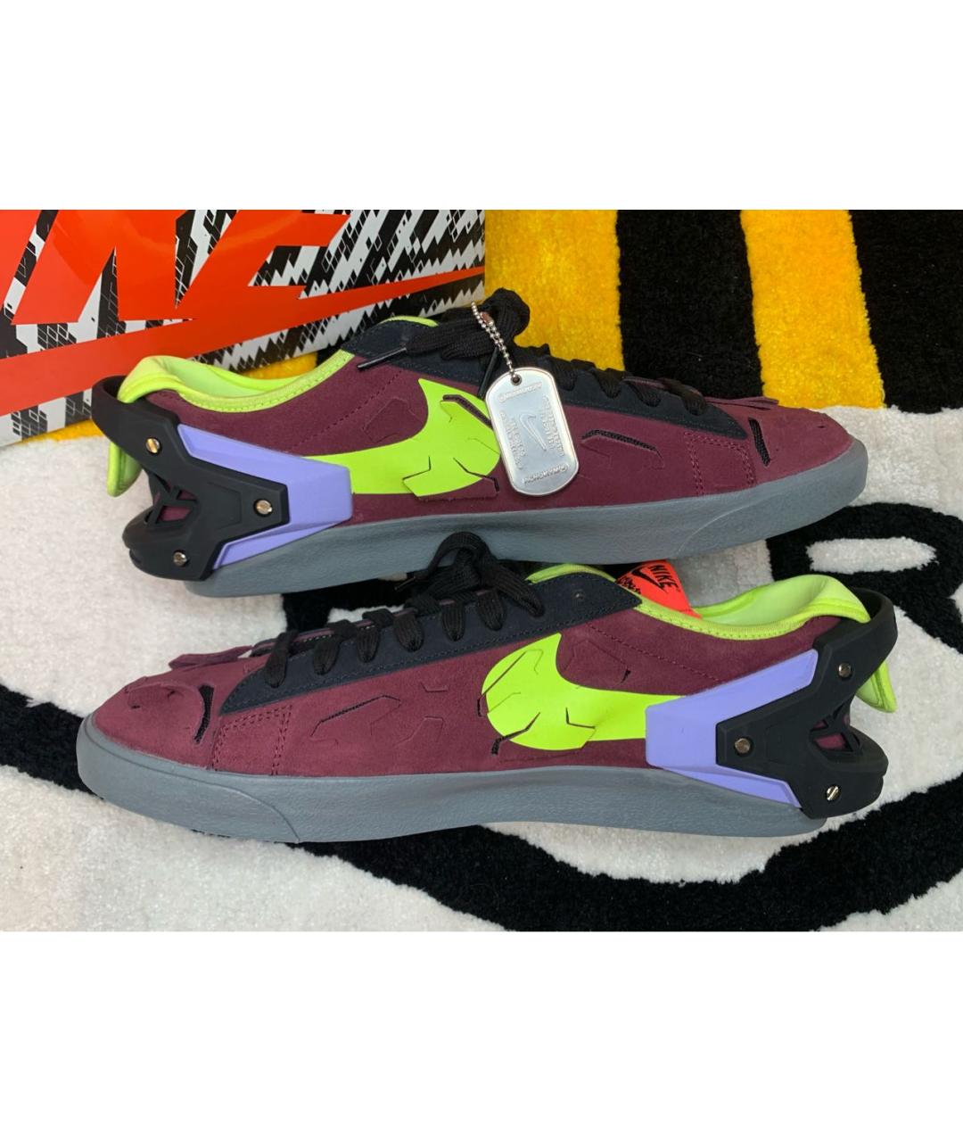 NIKE Бордовые замшевые низкие кроссовки / кеды, фото 5