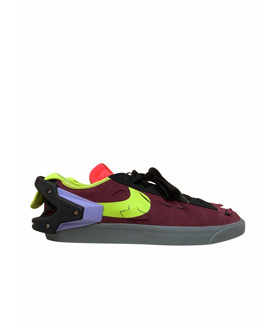 NIKE Бордовые замшевые низкие кроссовки / кеды, фото 1