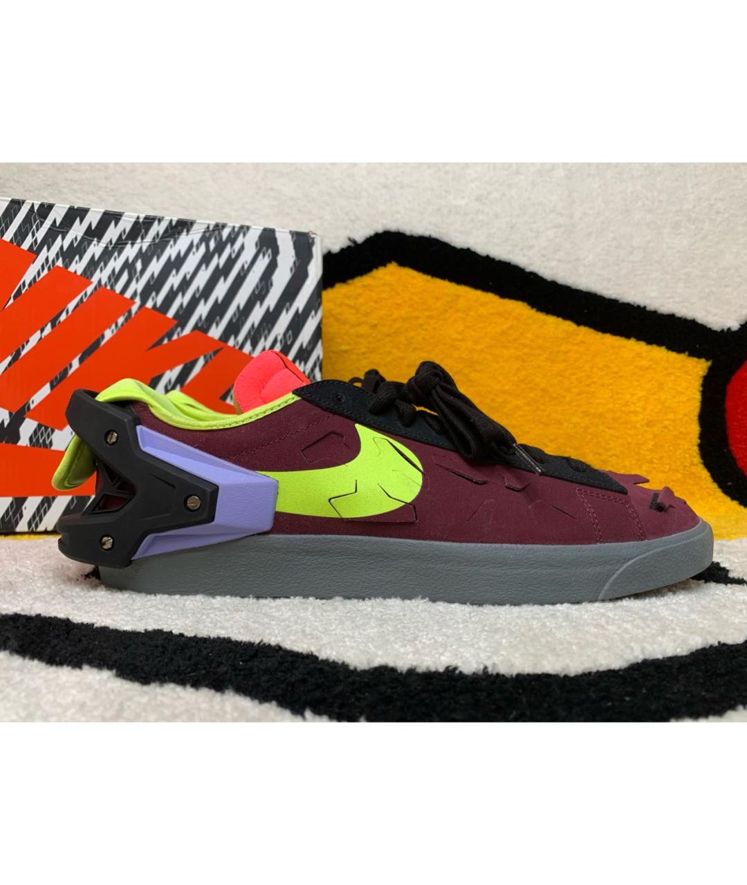 NIKE Бордовые замшевые низкие кроссовки / кеды, фото 9