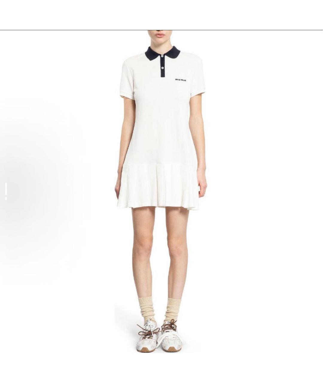 MIU MIU Белое хлопковое повседневное платье, фото 4