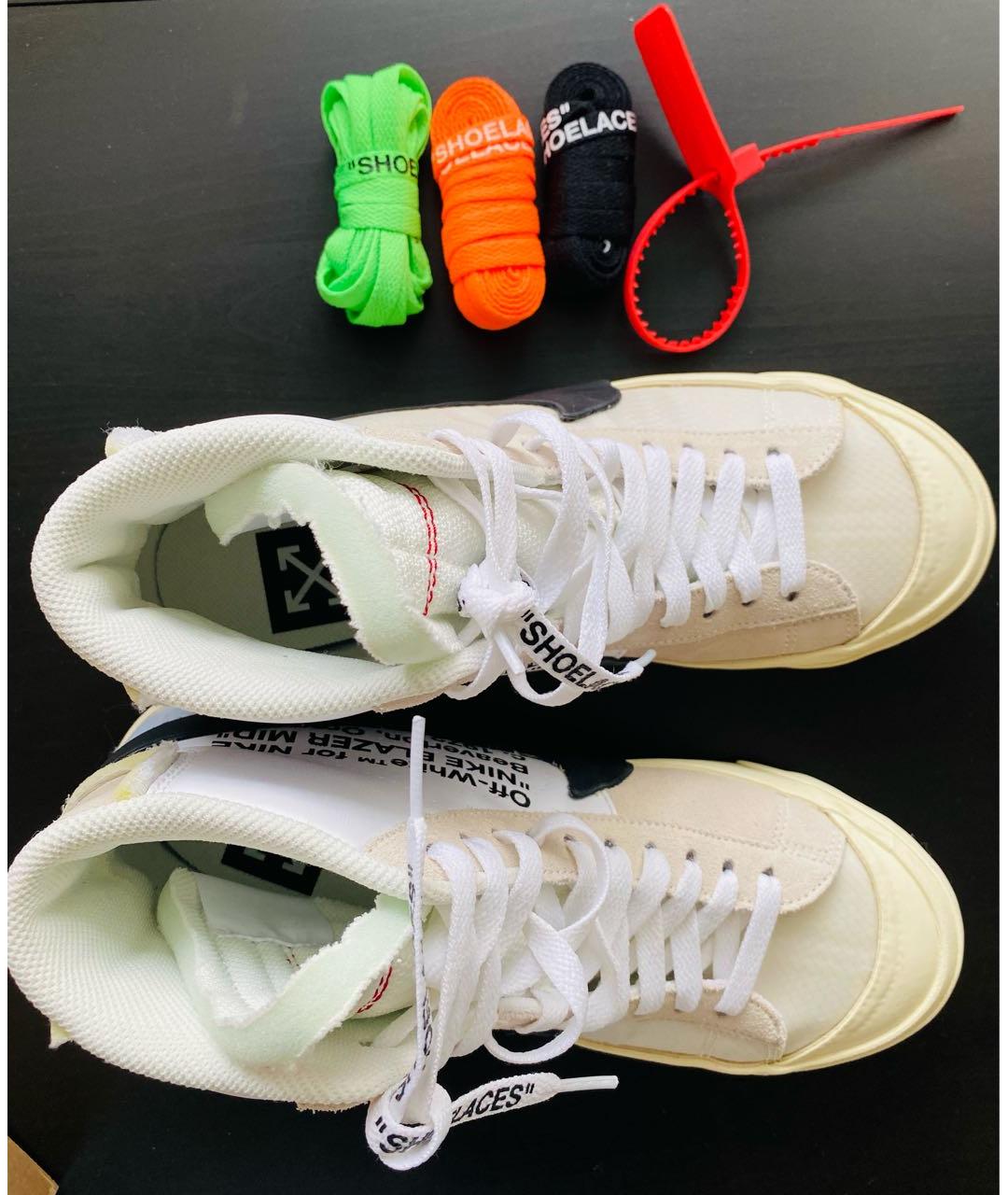 NIKE X OFF-WHITE Бежевые высокие кроссовки / кеды, фото 2