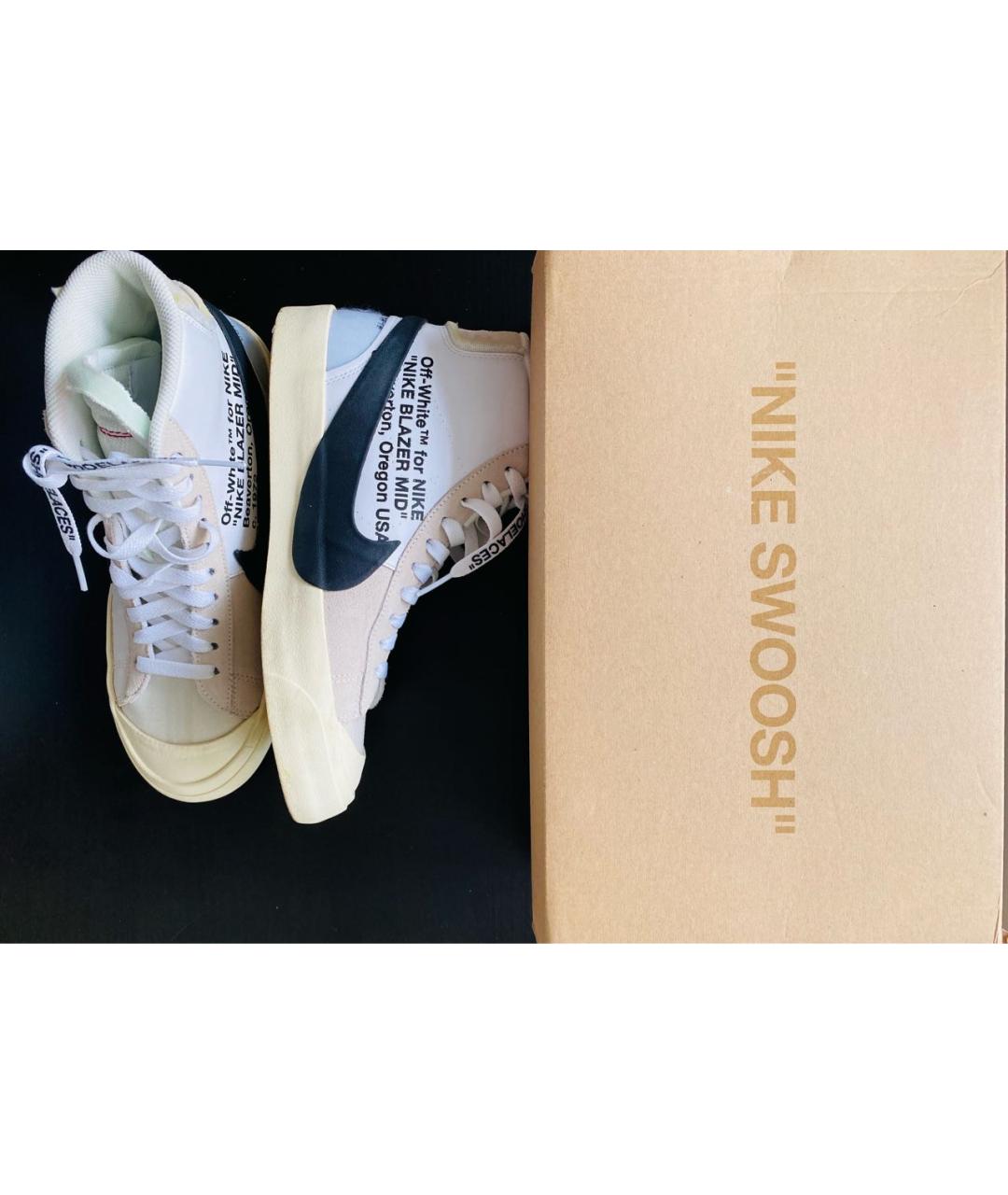 NIKE X OFF-WHITE Бежевые высокие кроссовки / кеды, фото 3