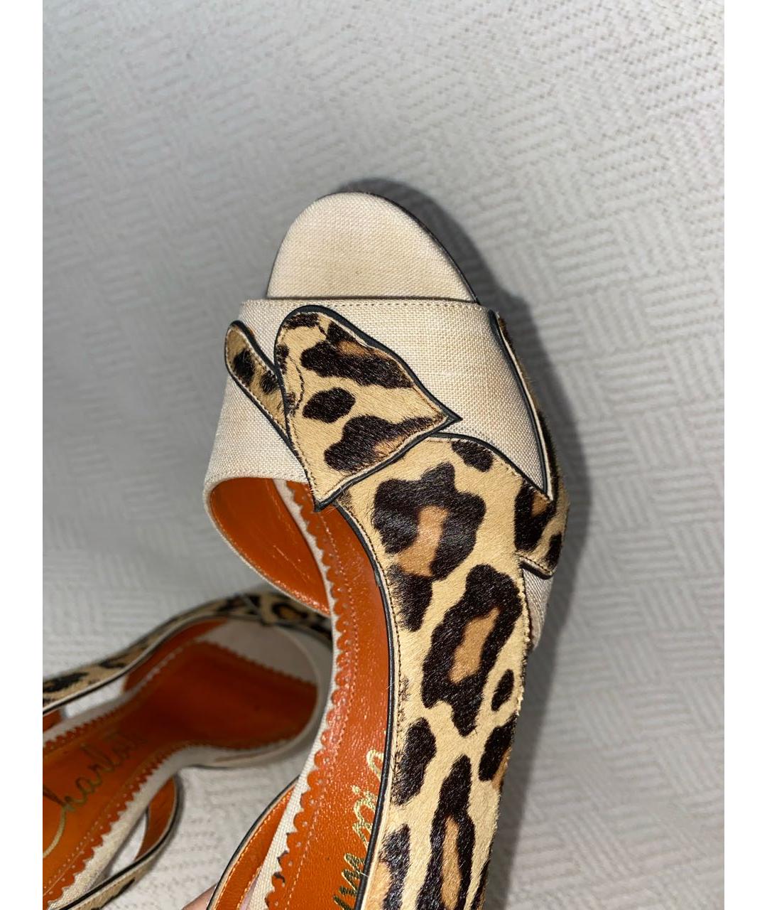 CHARLOTTE OLYMPIA Бежевые текстильные босоножки, фото 6