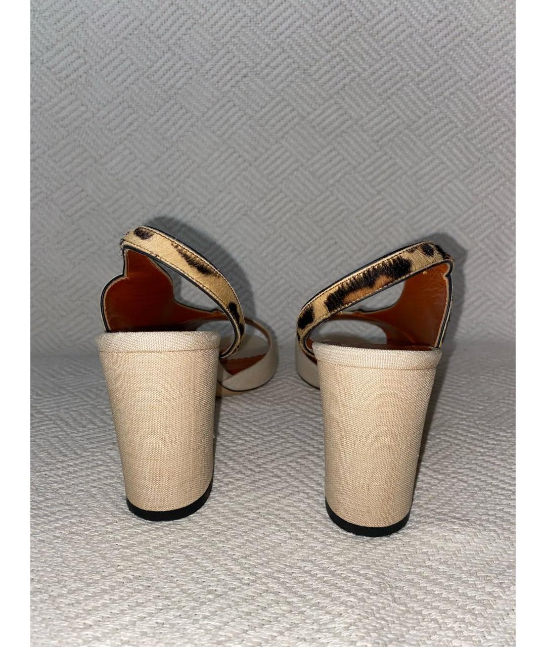 CHARLOTTE OLYMPIA Бежевые текстильные босоножки, фото 4