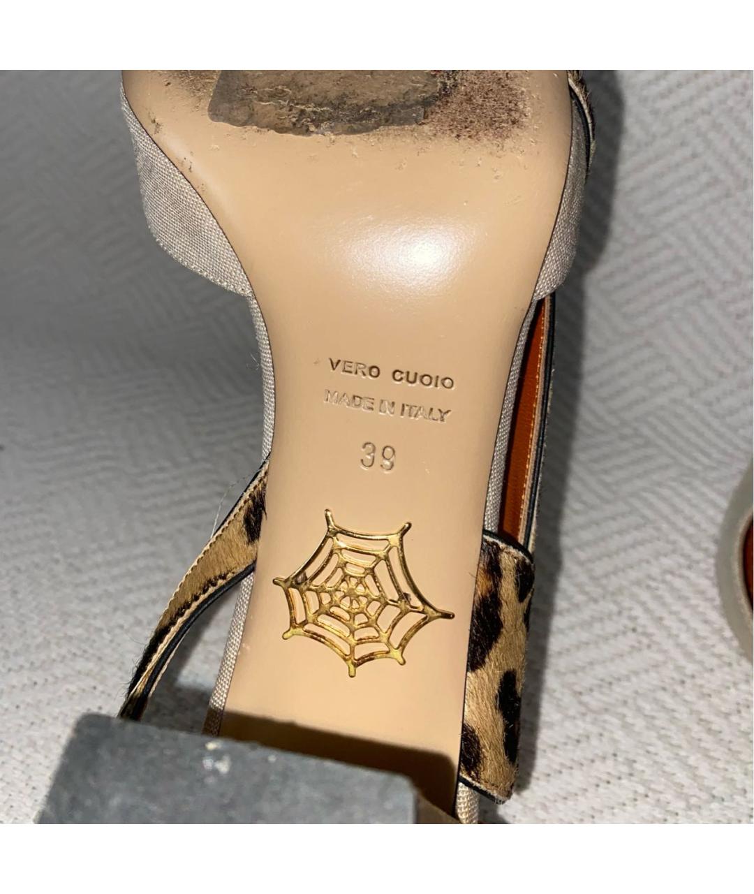 CHARLOTTE OLYMPIA Бежевые текстильные босоножки, фото 5