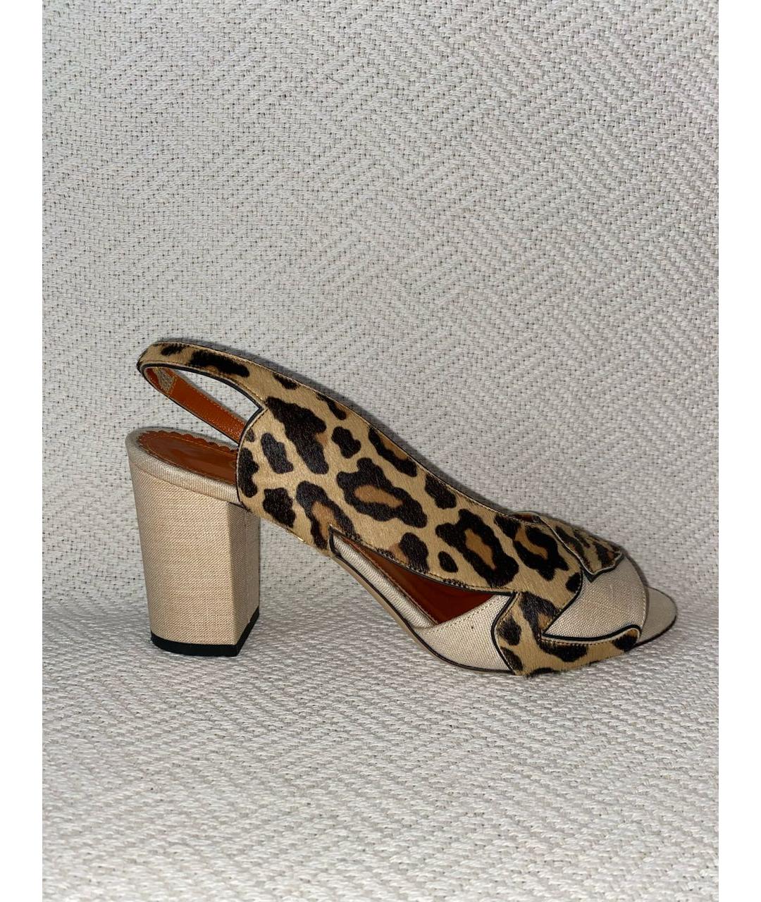CHARLOTTE OLYMPIA Бежевые текстильные босоножки, фото 7