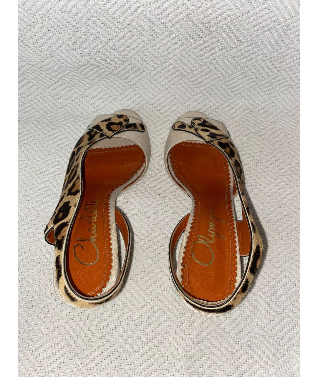 CHARLOTTE OLYMPIA Бежевые текстильные босоножки, фото 3