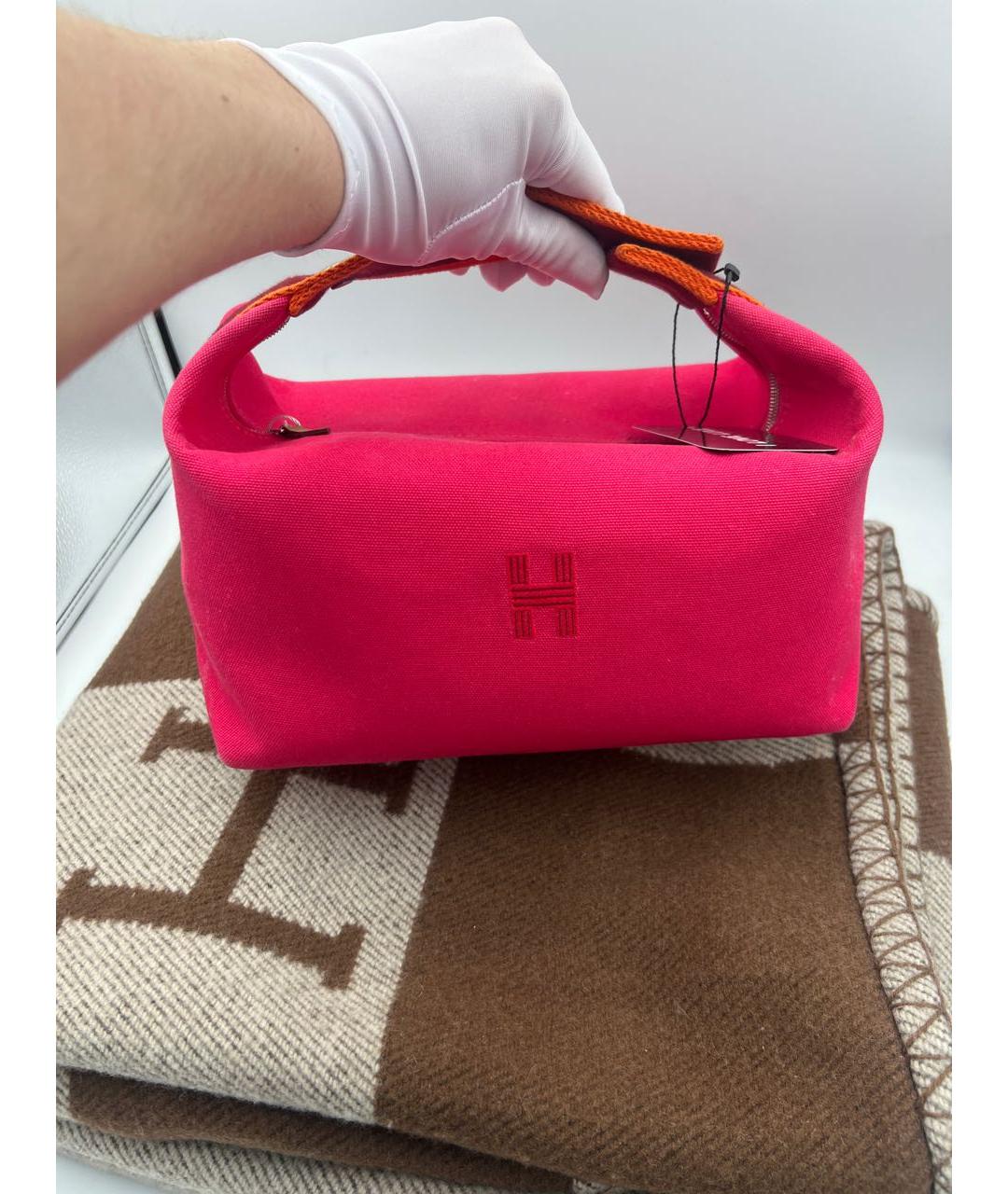 HERMES Розовая тканевая косметичка, фото 2
