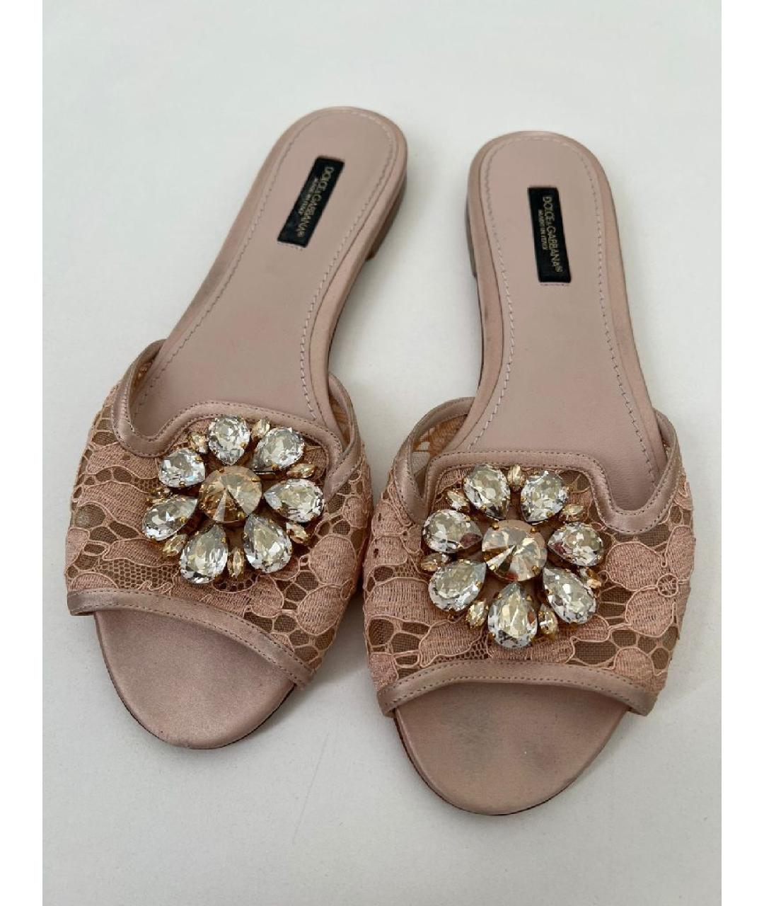 DOLCE&GABBANA Розовые текстильные шлепанцы, фото 3