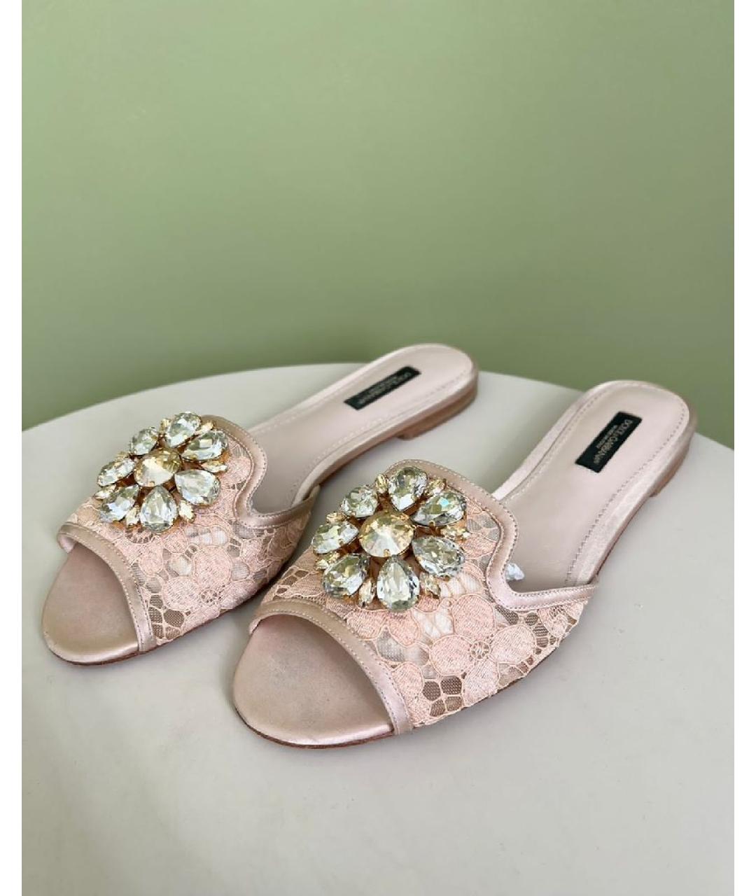 DOLCE&GABBANA Розовые текстильные шлепанцы, фото 10