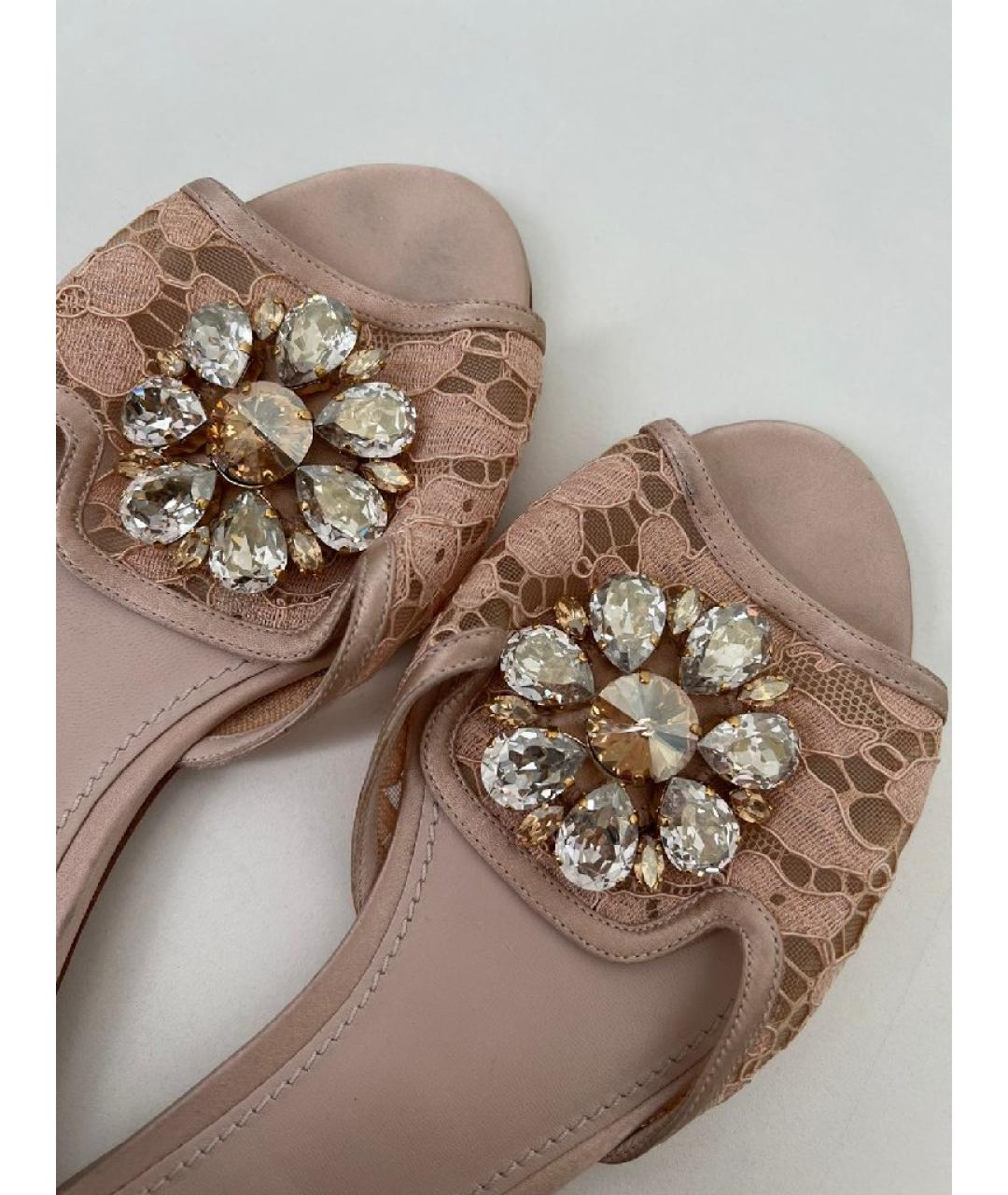 DOLCE&GABBANA Розовые текстильные шлепанцы, фото 5